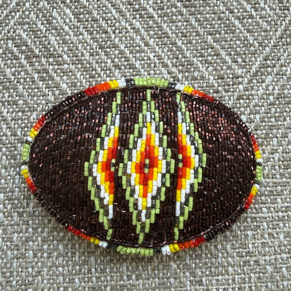 Navajo Style Handmade Accessories - Handcrafted Beaded Belt Buckle - Multicolor